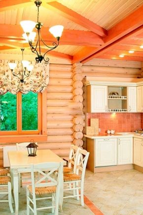  ห้องครัวออกแบบตกแต่งภายในบ้านไม้ซุง
