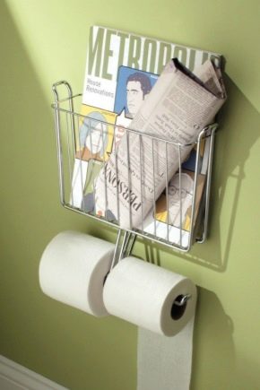  Väggmonterade metallhållare för toalettpapper: variationer och urvalskriterier