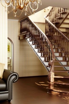  ملامح السلالم من الخشب الصلب والتصميم في المناطق الداخلية من منزل خاص