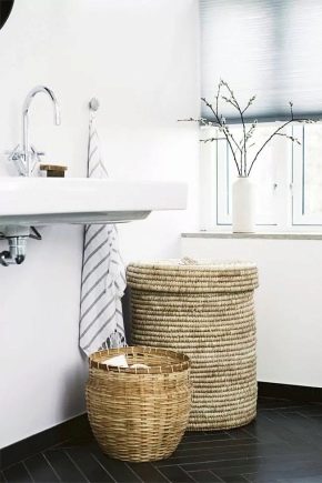 Wicker tvättkorgar är en viktig detalj i badrummet