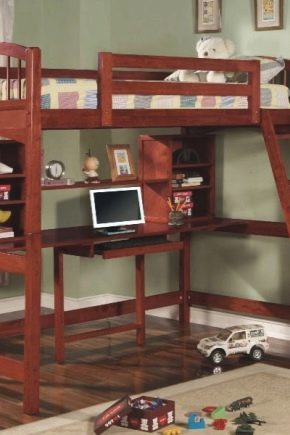  Detská podkrovná posteľ s pracovným priestorom - kompaktná verzia s pracovným stolom
