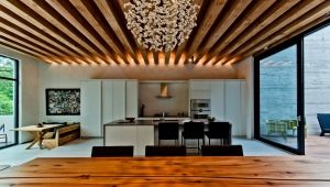  السقف الخشبي في الشقة: أفكار جميلة في المناطق الداخلية