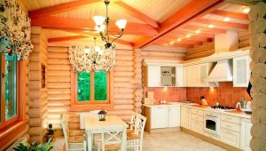  Интериорен дизайн кухня в дървена къща