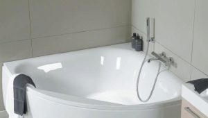  Mga tampok ng angular acrylic asymmetric bath