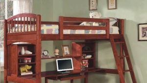  Giường tầng cho trẻ em với khu vực làm việc - một phiên bản nhỏ gọn với bàn làm việc