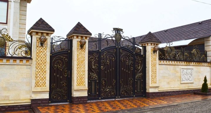  Belo portão de ferro forjado em design de paisagem
