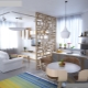  Køkken-stue i skandinavisk stil: indretningsdesign ideer