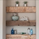 Wooden shelves for the bathroom: features and design
