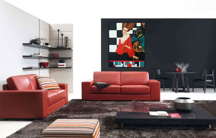 Red Sofa 52 Photos Black And In, Red Leather Sofa Living Room Ideas