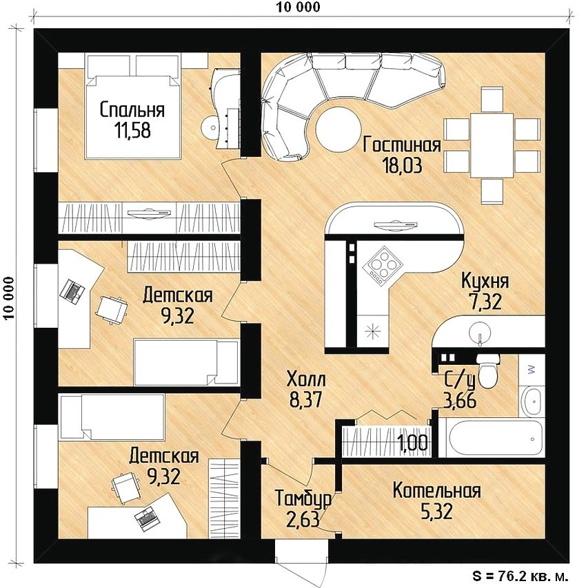 Одноэтажный дом 12х13 планировка комнат