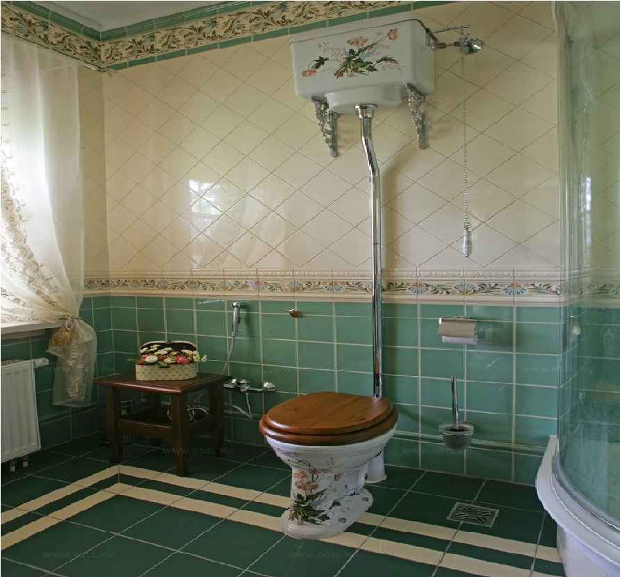 Cuarto de baño de estilo antiguo jarrón sanitario wc cisterna alta Arcade  Simas