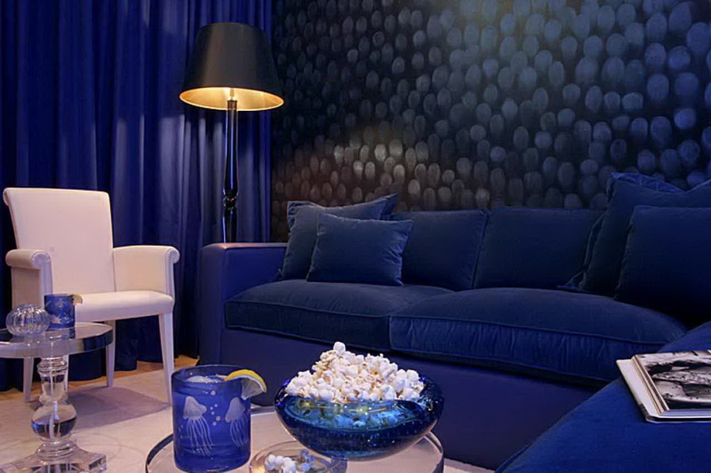 Cortinas azules (48 fotos): cortinas en el interior, cortinas azul