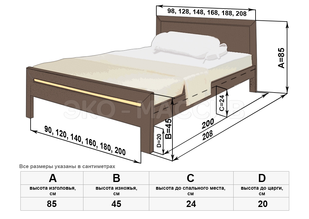  двуспальной кровати стандарт - 96 фото